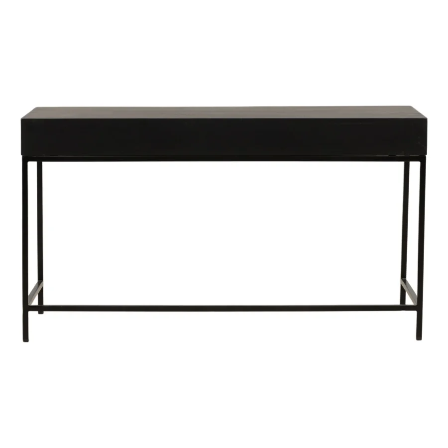 Desk by Dovetail Darwick in black wood with matte surface, supported by a slim metal frame