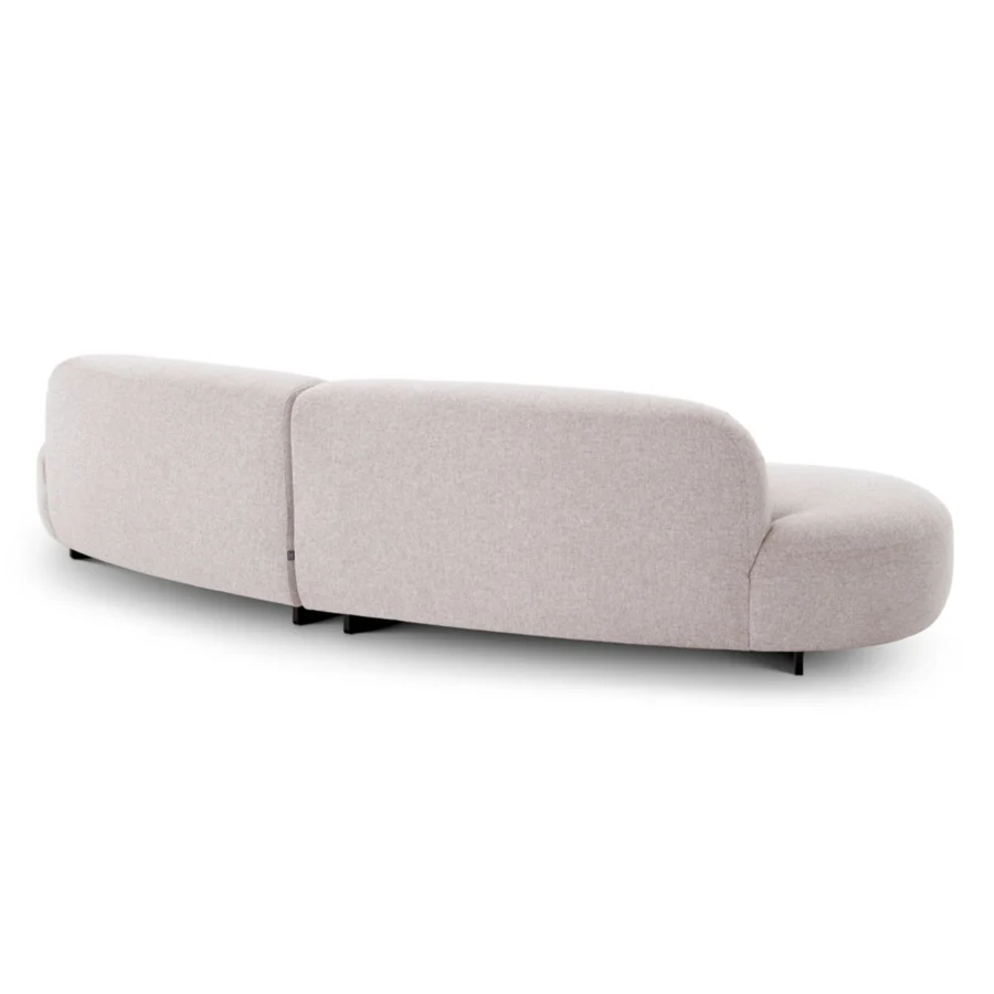 Sofa by Eichholtz Björn in light beige Mauritius upholstery with black powder coated stainless steel legs drainage gap