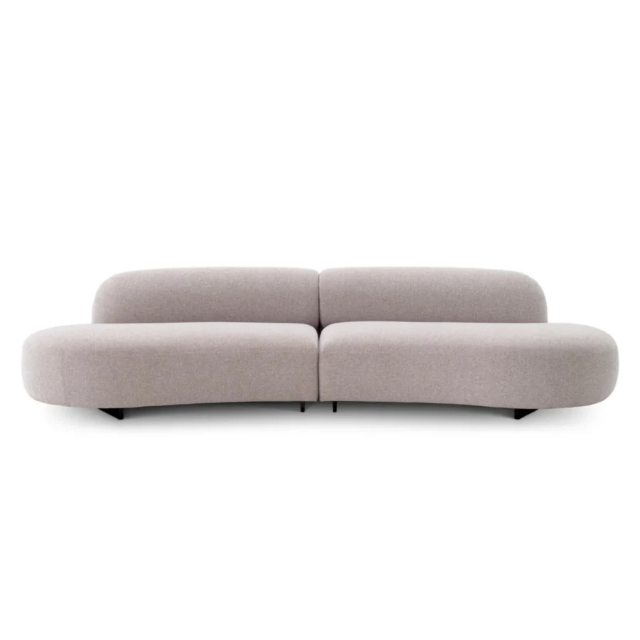 Sofa by Eichholtz Bjorn in light beige heathered fabric with black powder coated stainless steel legs