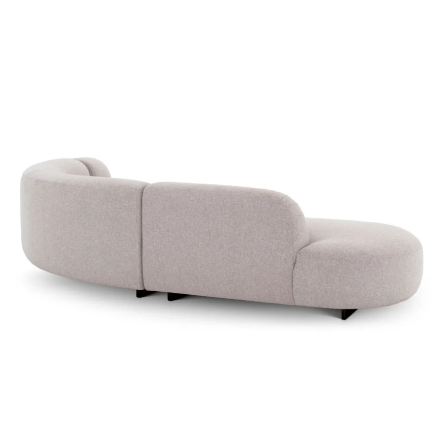 Sofa by Eichholtz in light beige textured woven fabric with black powder coated stainless steel legs