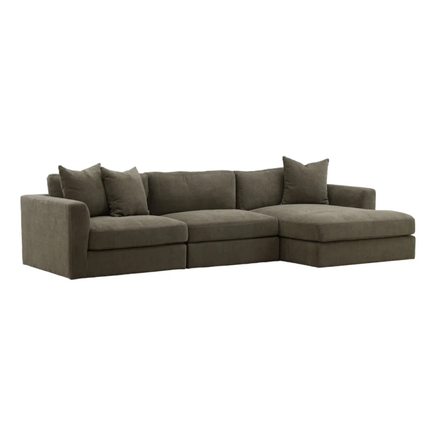 Sectional by Dovetail Erica featuring a hardwood frame and dark grayish-brown textured fabric upholstery