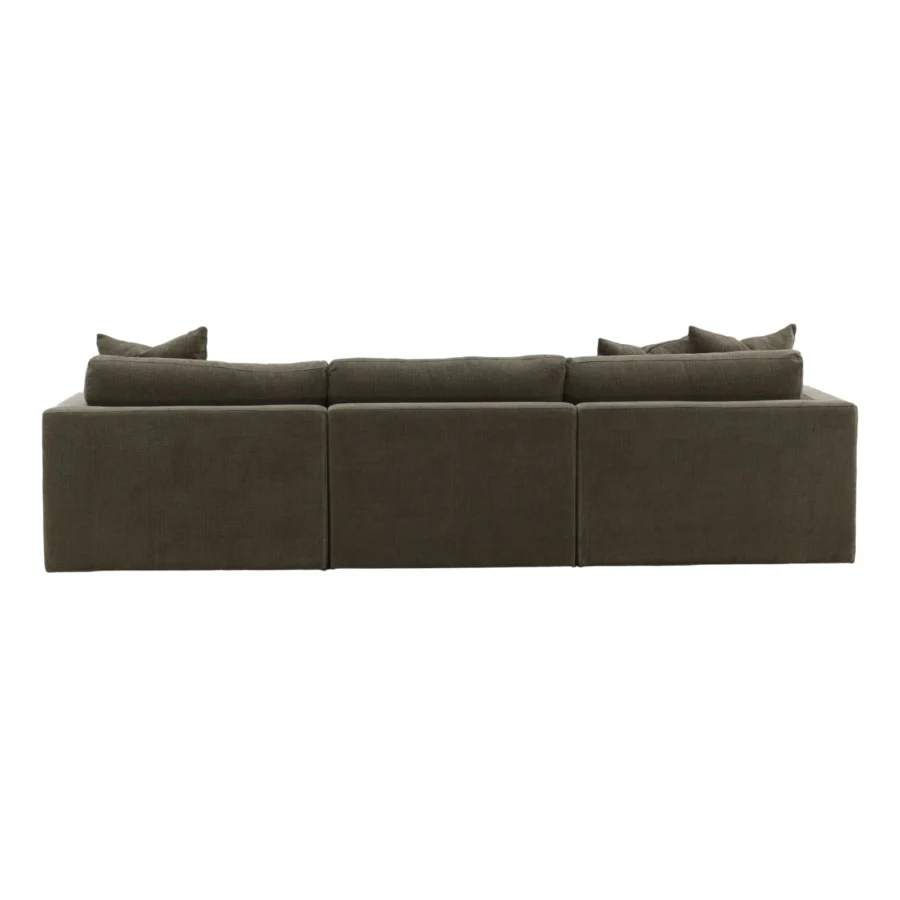 Chaise sectional by Dovetail in dark grayish brown textured woven fabric with hardwood frame and matte finish
