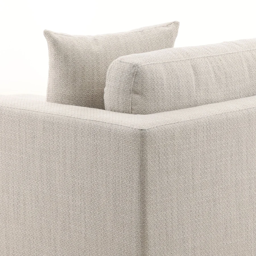 Sectional by Dovetail Erica in light beige textured woven fabric with a hardwood frame and rectilinear profile structure